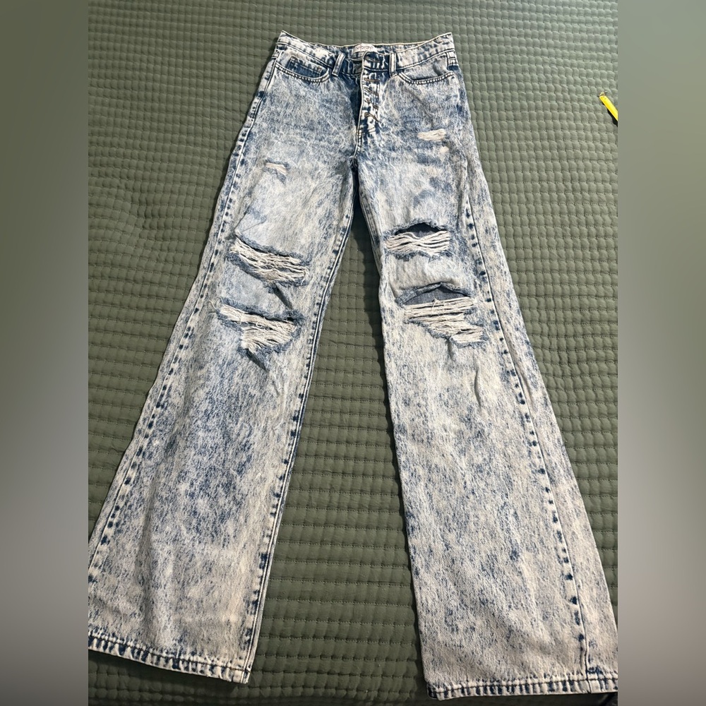 Vibrant Acid Wash Wide Leg Jean